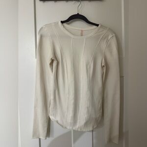 We The Free Cream Ribbed Long Sleeve Top